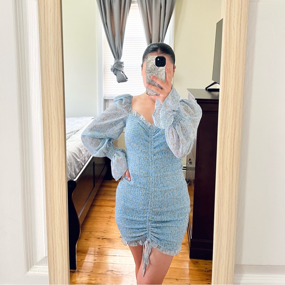 OOTDFash Floral Mini Dress - Blue